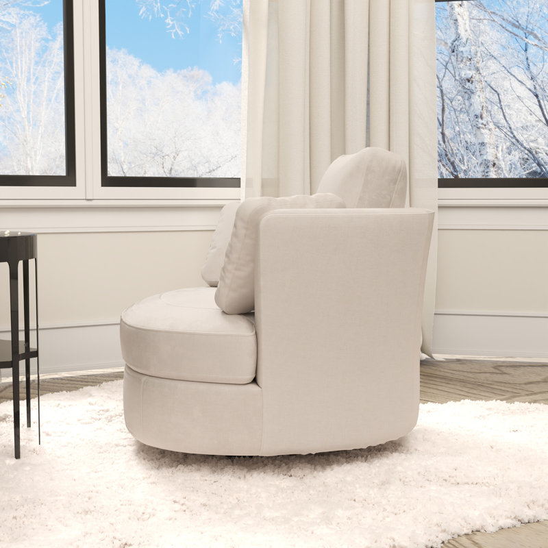 Fauteuil pivotant en tonneau 40,35 po Cheniile, Beige
