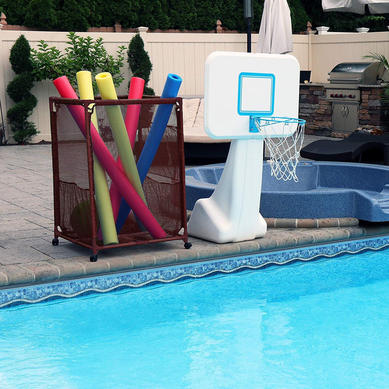 Panier de rangement pour piscine à roulettes, Marron