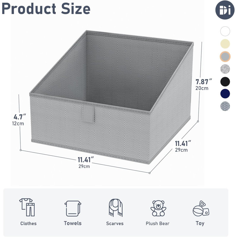 Fabric Storage Bins With Front Handles, Trapezoid Closet Organizer Baskets For Shelves, Foldable Storage Containers For Toys, Books, Clothes, Home Organization