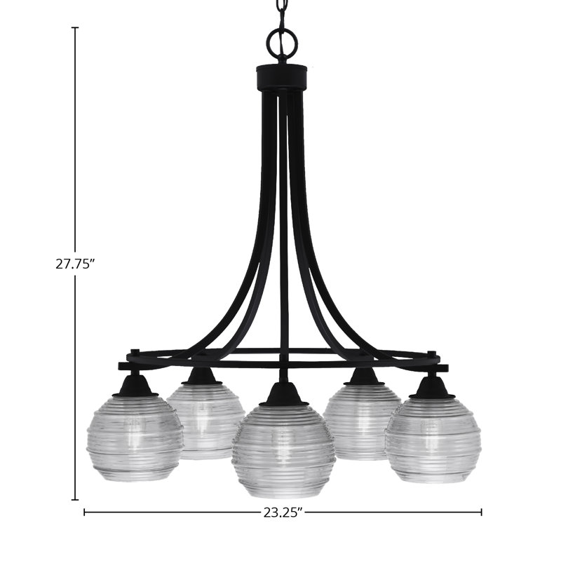Paramount 5 Light Downlight Chandelier, Clear Bubble