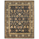 Taj Mahal Hand Knotted Wool Oriental Area Rug in Black/Mustard/Burnt Orange