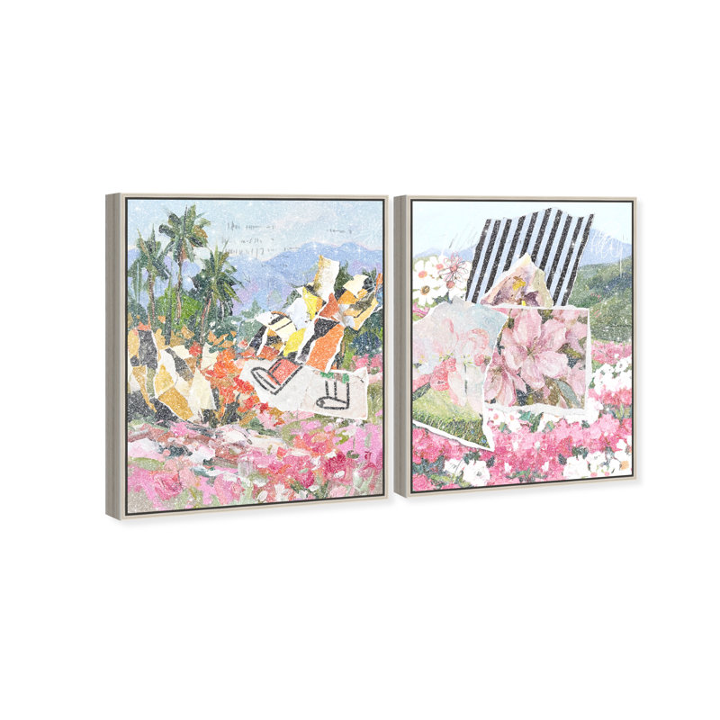 Tropic Bloom Set Landscape & Nature Canvas Print by Oliver Gal, Black Frame, 16 x 20, 17"H x 21"W, Silver Floater Frame