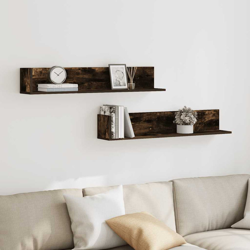 18-20 Wall Mounted Shelf, 16.5cm H x 100cm W x 16.5cm D, Smoked oak