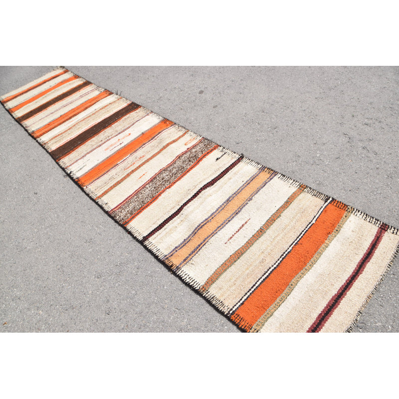 Tapis de style kilim turc antique de couleur beige pour un décor de couloir et un style anatolien unique