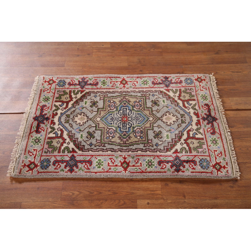 Tapis indien géométrique en laine 2 x 3
