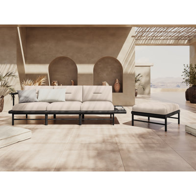 245cm Wide Metal Patio Sofa with Cushions