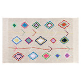 Kaarol Hand Tufted Cotton Moroccan Area Rug in Beige/Orange/Yellow/Navy