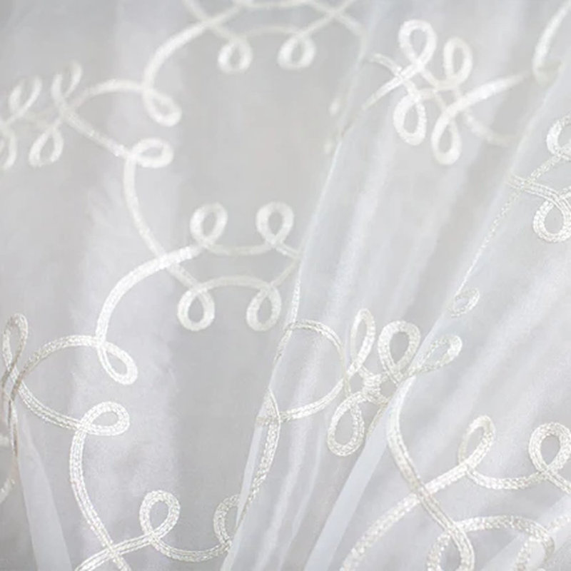 Metallic Embroidered Sheer | Uptown Fabric_UPTOWN, White