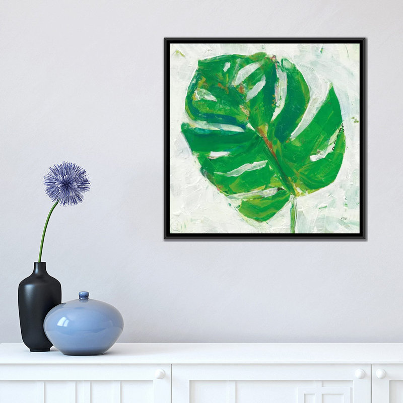 « single leaf play ii », reproduction d’art sur toile, H 18 po x l 18 po x P 1,5 po, Toile avec cadre noir, Non mat