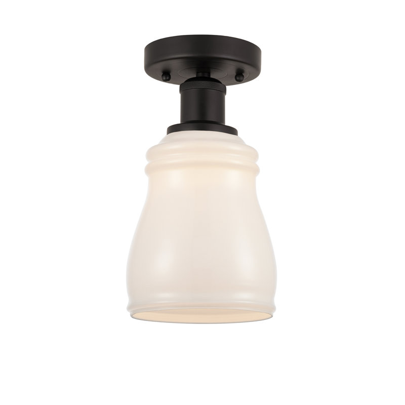 Plafonnier semi-encastré en verre Mccarver, Blanc, Bronze huilé