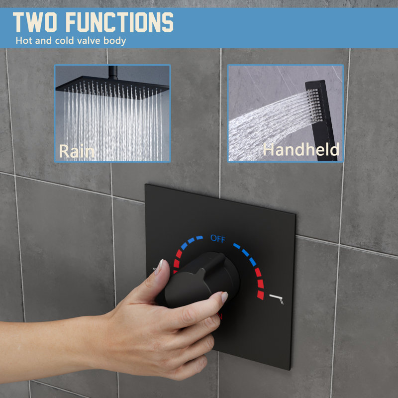 Système de douche à pluie moderne, pomme de douche de pluie au plafond avec douchette, ensemble de robinet de douche