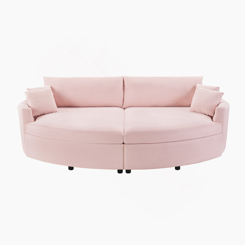 Canapé-lit double surdimensionné avec siège profond et ports USB, idéal pour un salon relaxant et confortable, Rose