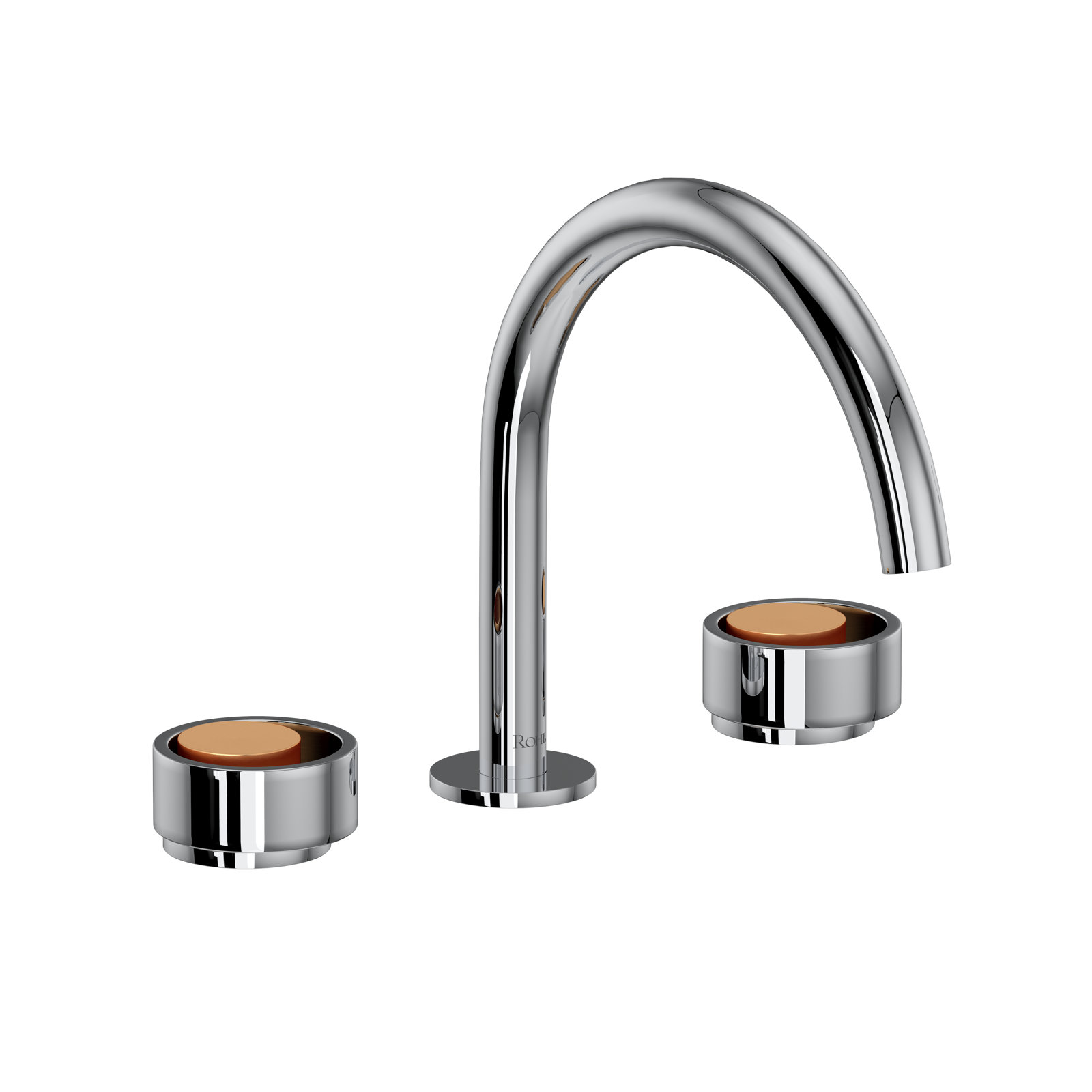 Eclissi Widespread Lavatory Faucet With C-Spout, Polished Chrome/Satin Gold