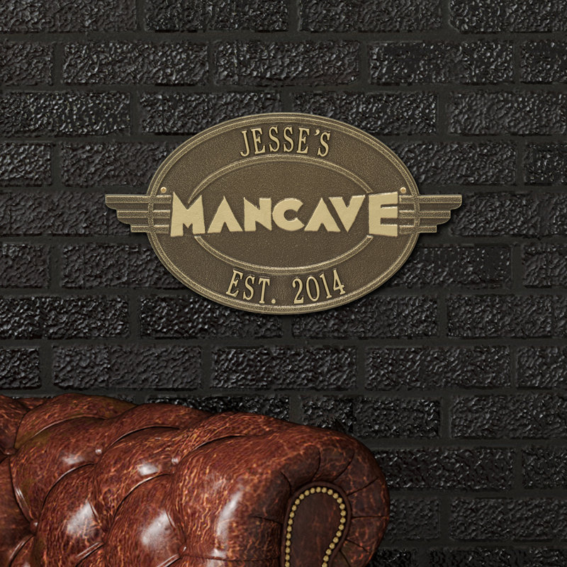 Décoration murale à plaque personnalisable man cave Moderno, Or, Oui
