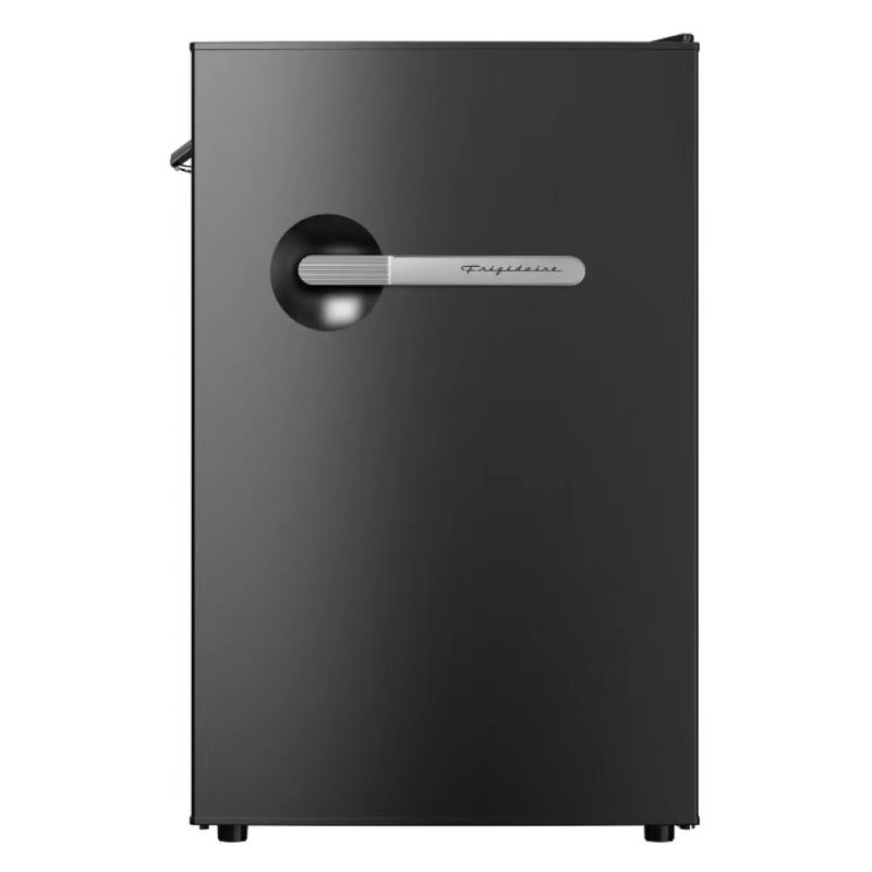 Frigidaire Pi. Réfrigérateur compact rétro avec compartiment réfrigérateur, mini réfrigérateur avec ouvre-bouteille latéral intégré, noir