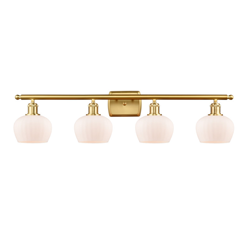Éclairage de salle de bain à intensité variable 4 lumières Patrina, Ampoule incandescente rétro de 60 watts, Blanc mat