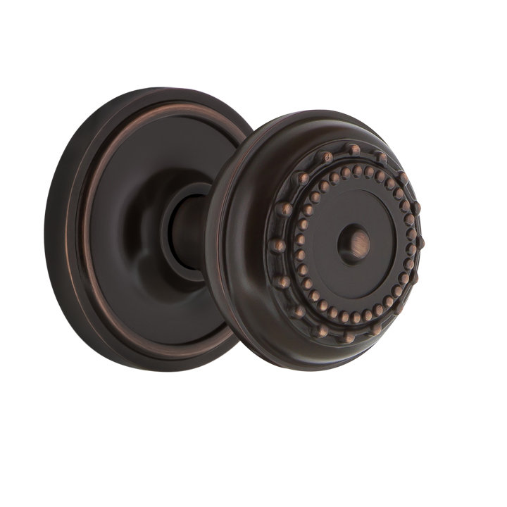 Classic Rosette with Meadows Door Knob, Timeless Bronze, 2-3/8"