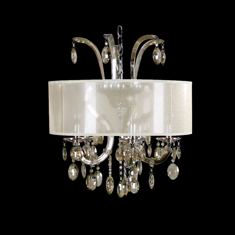 Transitional 5 Light Champagne Crystal Chandelier, Champagne