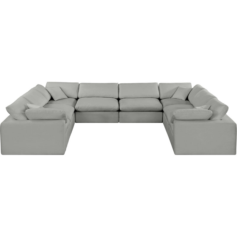Canapé modulaire 8 pièces 8 pièces, Tissu gris texturé en lin