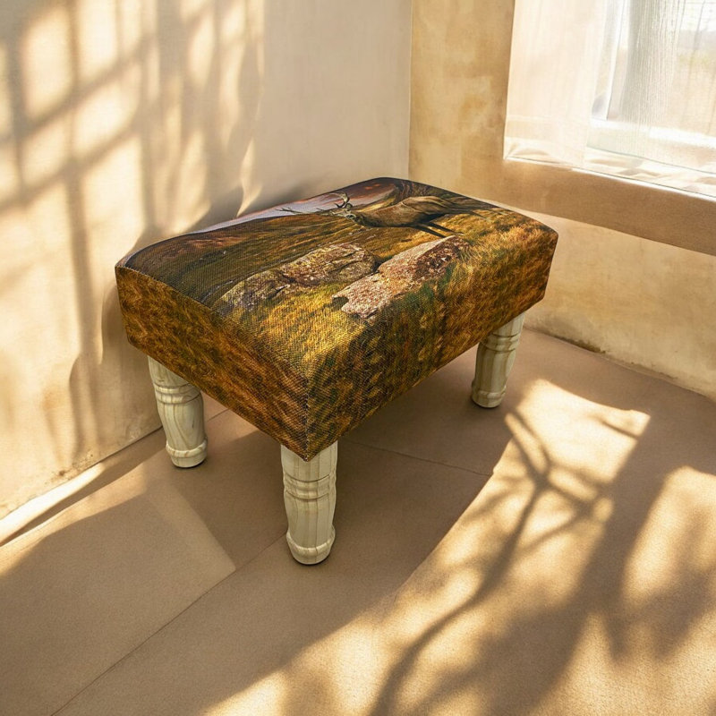 Aahaan 40cm Wide Rectangle No Pattern Footstool Ottoman, Yellow