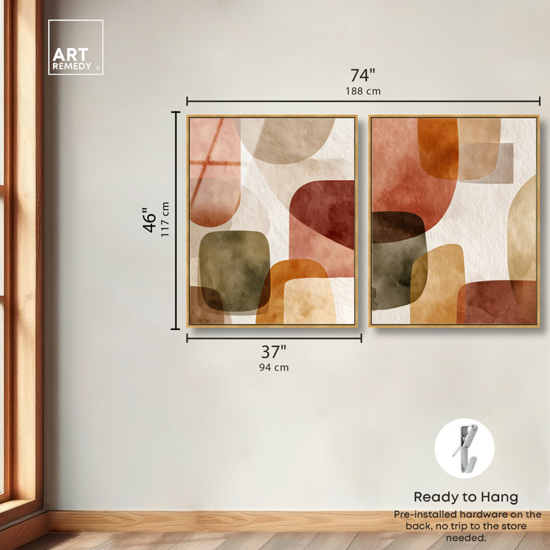 Ensemble de décoration murale Boho Serenity Duo, H 46 po x l 37 po, Cadre en acrylique doré