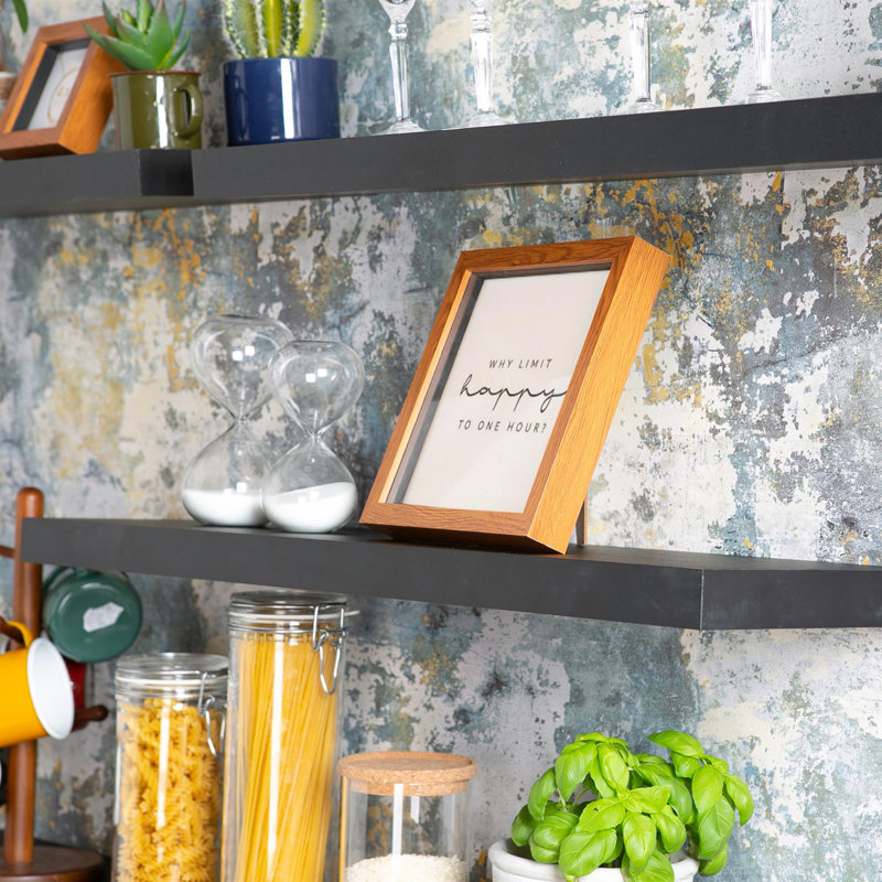 Harbour Housewares - Modern Floating Wall Shelves, Brown, 3.8cm H x 23.5cm W x 23.5cm D
