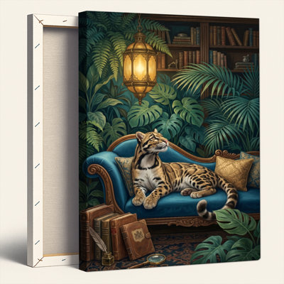 Jungle Cat Canvas Wall Art Oil Painting Print Set Of 1