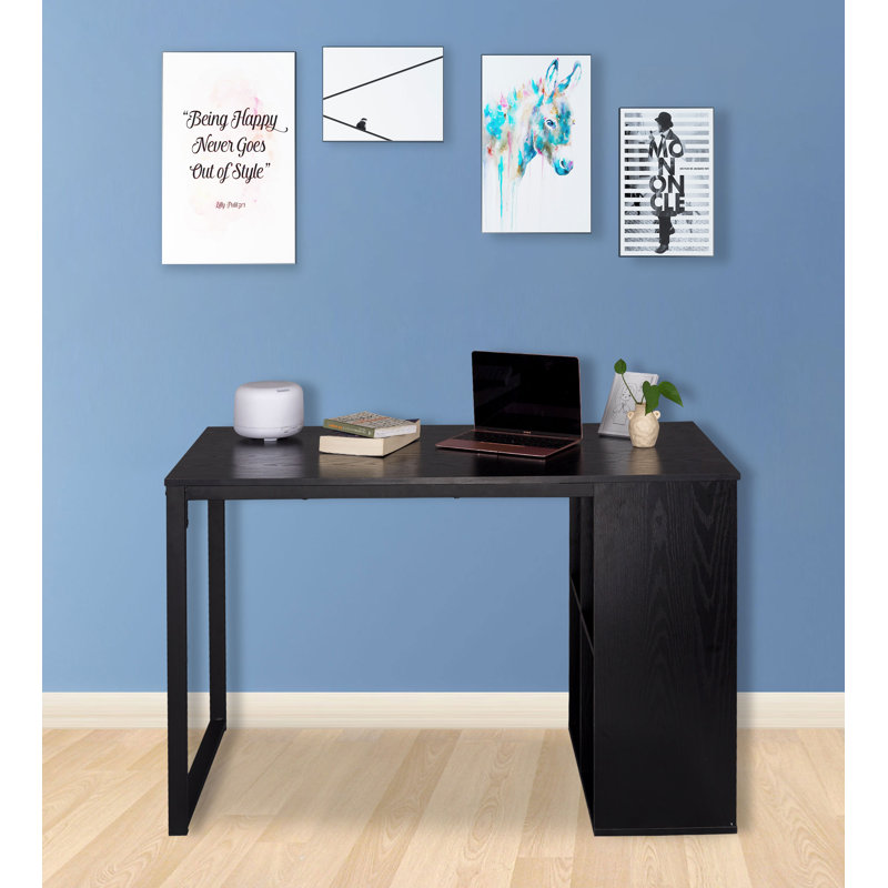 Metal Base Writing Desk, Black, Black