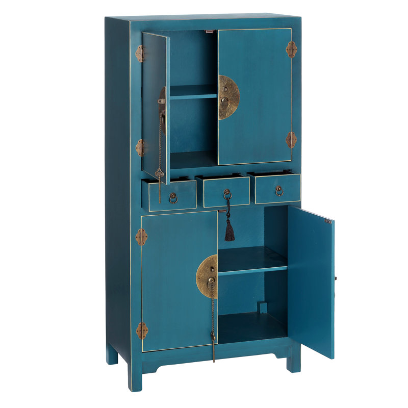 Sansa 4 Door Manufactured Wood Wardrobe, Blue