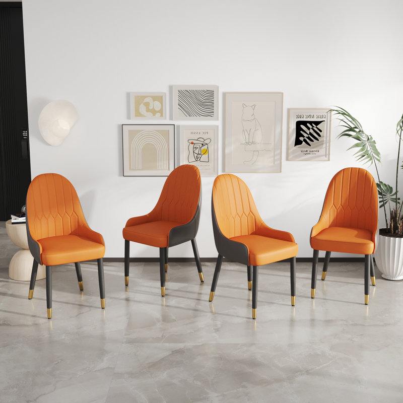 Chaise de salle à manger Maksimas, Orange/brun