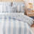 Piece Blue Full Queen Bedding Sets, Microfiber Ruffle Comforter for Home