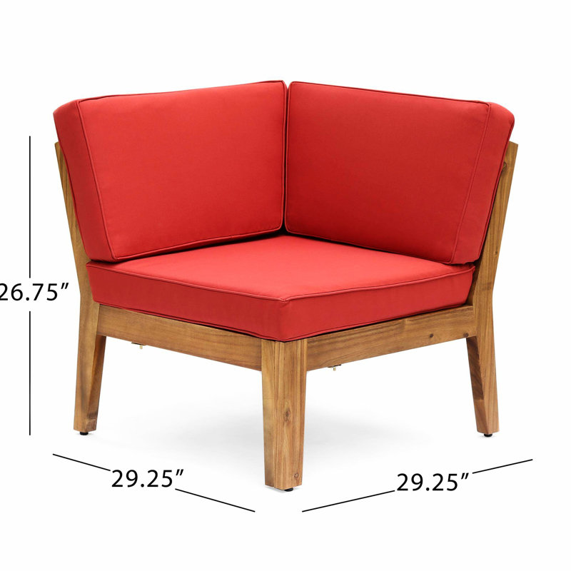 Table en bois rouge - travail à lattes fines, matériau de coussin d'eau, structure de café modulaire multicolore, sièges, coussins,