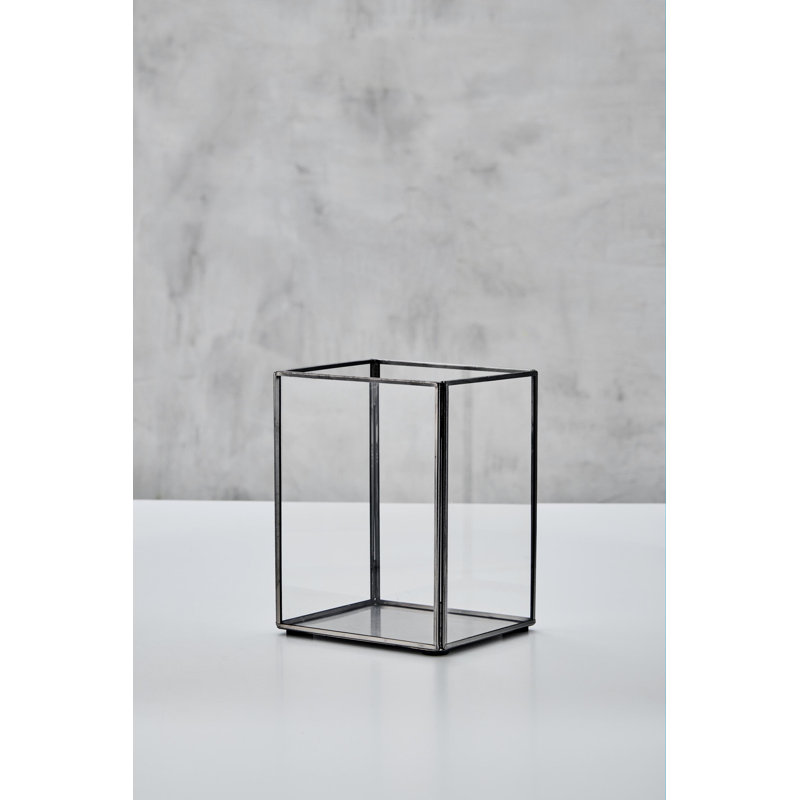 Glass Tabletop Hurricane, 19cm H x 14.5cm W x 12.5cm D