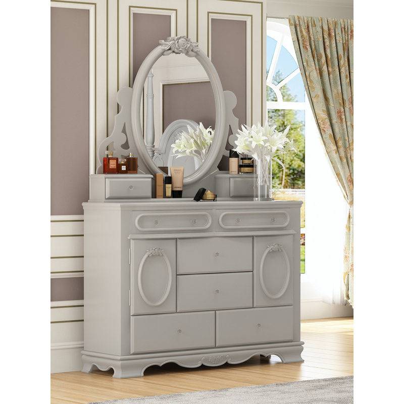Miroir à bijoux avec rangement Darliss, Gris