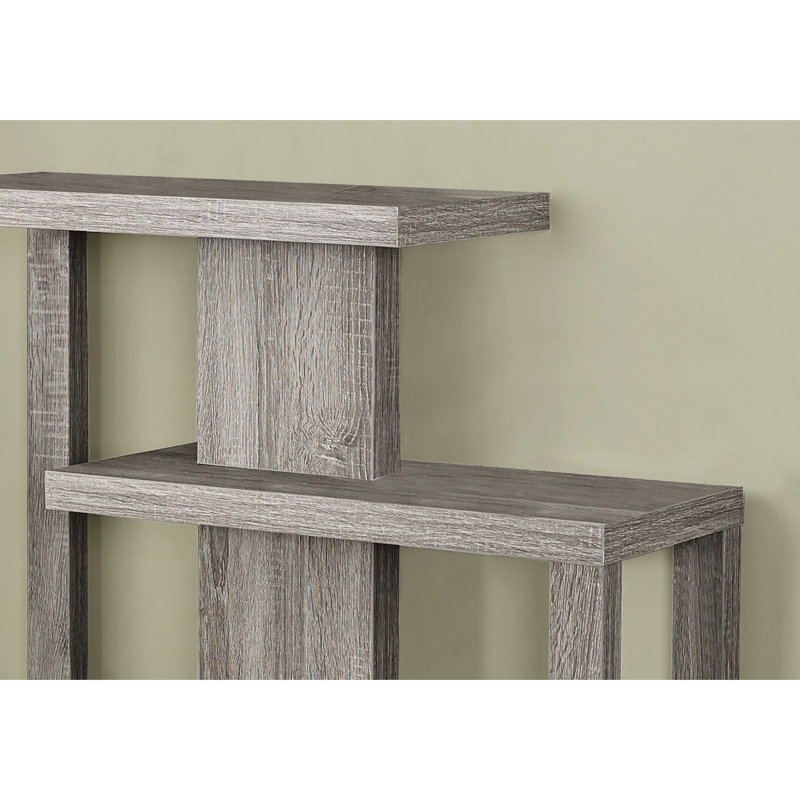 Table d'appoint de salon - Style moderne étroit avec stratifié taupe, finition foncée pour les objets décoratifs Console à trois niveaux à aire ouverte