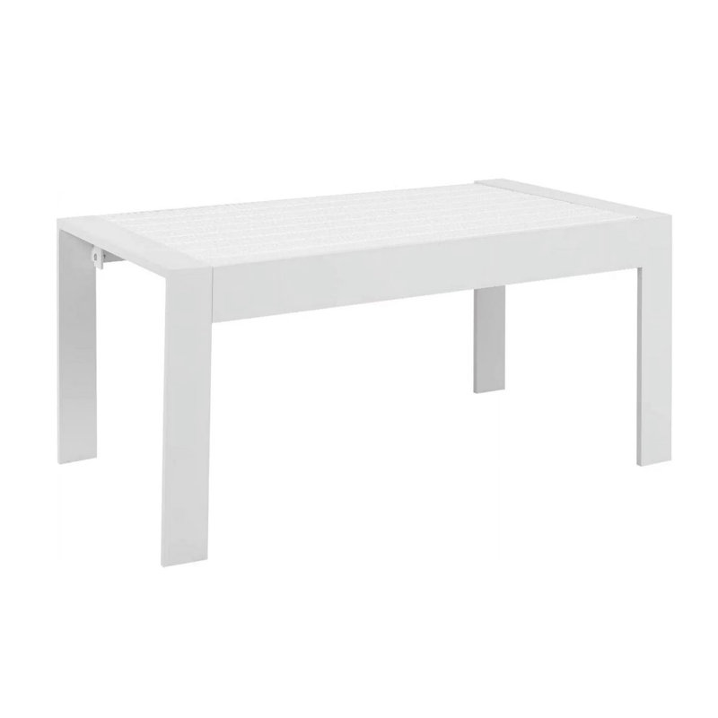 43" All-Weather Aluminum Patio Coffee Table, Modern White Rectangle Outdoor Table, White