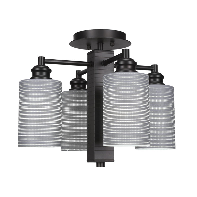 Plafonnier semi-encastré 4 lumières Edge, Espresso, Gris