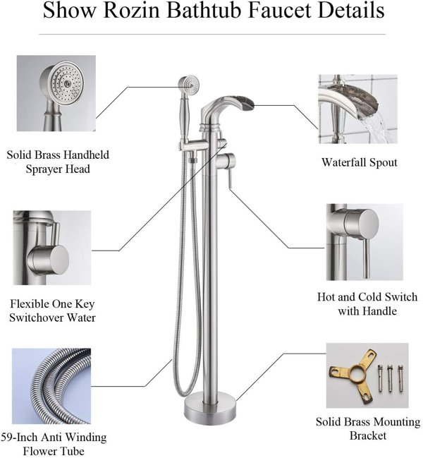 Senlesen Floor Waterfall Faucet with Diverter & Reviews | Wayfair