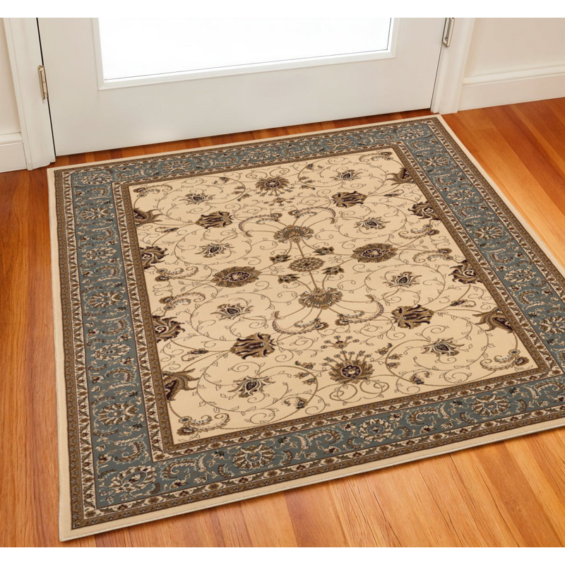 2' X 2' Beige Grey And Brown Oriental Square Rug