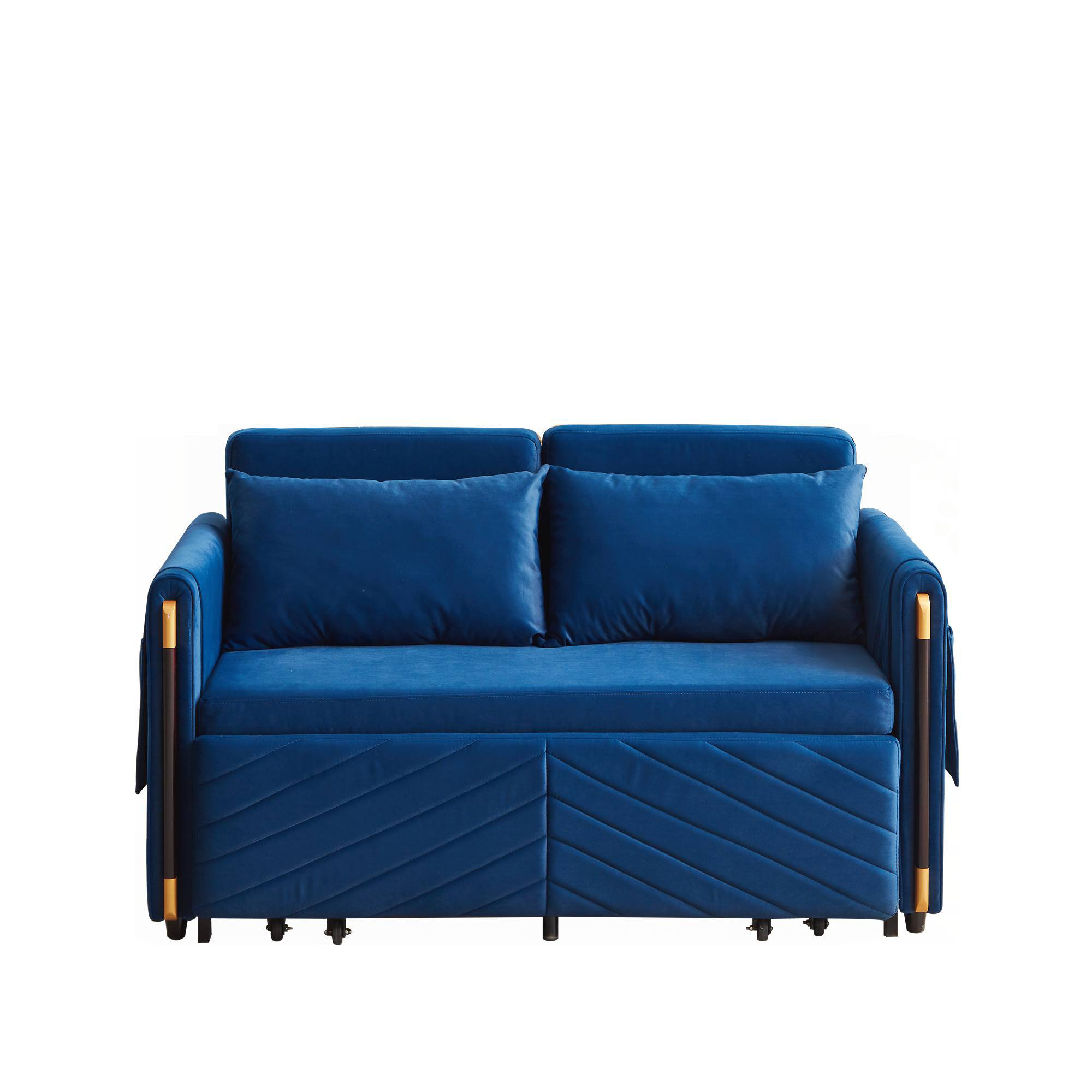 Ebern Designs Modern Convertible Velvet Sofa Bed with 2 Detachable Arm ...