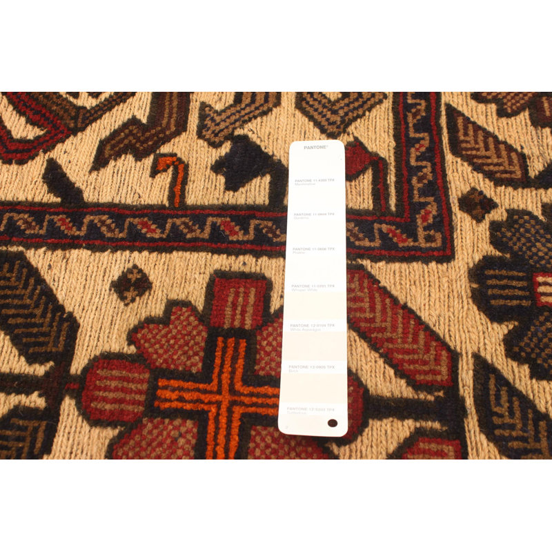 Tapis décoratif en laine noué à la main de conception unique 4 pi 1 po x 6 pi Caylyn New Age