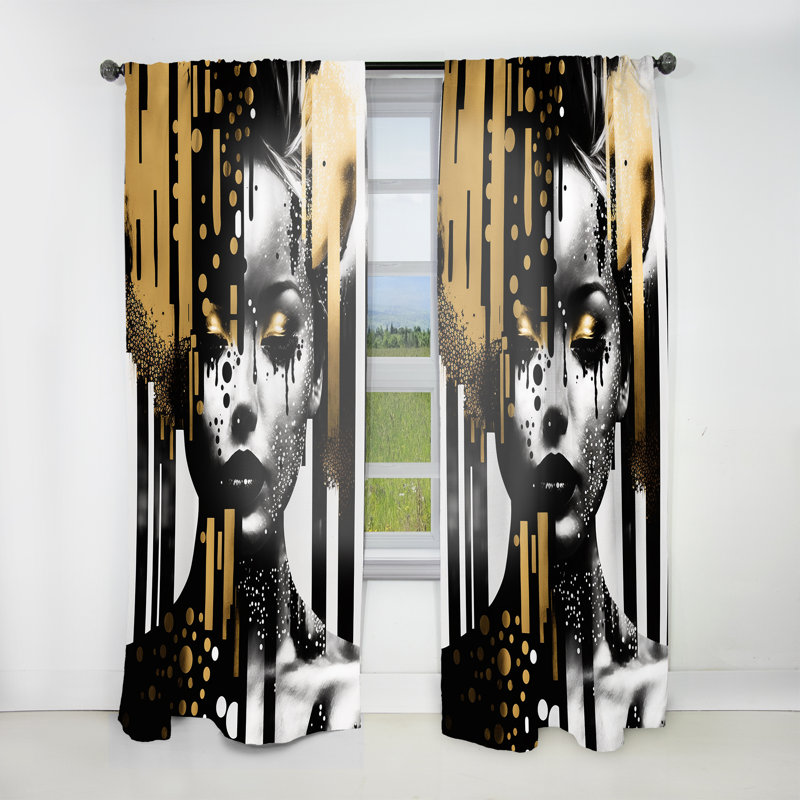 Golden Fluidity Of Womanhood IV - Modern Curtain - Velvet Room Darkening - 1 panel, 52" W x 63" L