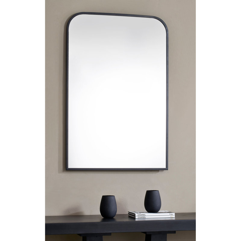 Metal Flat Wall Mirror, Matte Black