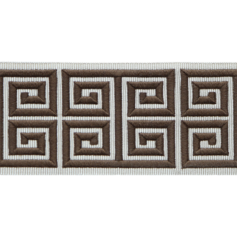 Passamenterie Greek Embroidery Border Fabric, Brown
