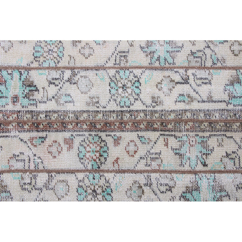 Vintage Turkish Anatolian Beige Small Patchwork Rug Ideal for Entry Spaces and Rustic Decor