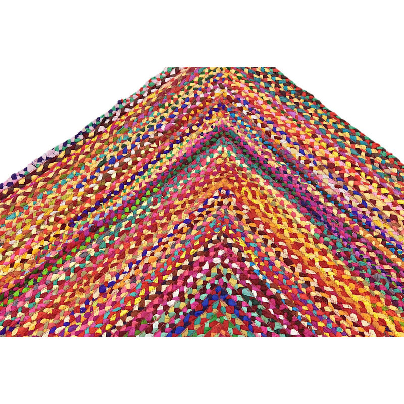 Tapis brun en coton tressé à la main Munford, Rectangle 7 pi x 10 pi