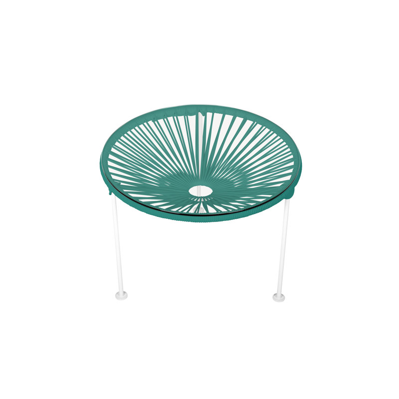 Zicatela Indoor Handmade Coffee Table, Turquoise, White