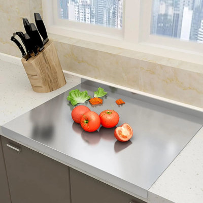 304 Stainless Steel Cutting Board Anti-slip & Mildew-proof! No More Mouldy Wooden Boards | Heavy-duty & Food-safe, Easy To Clean – Chop Meat, Knead Dough, Bake Prep All-in-one | Must-have For Home