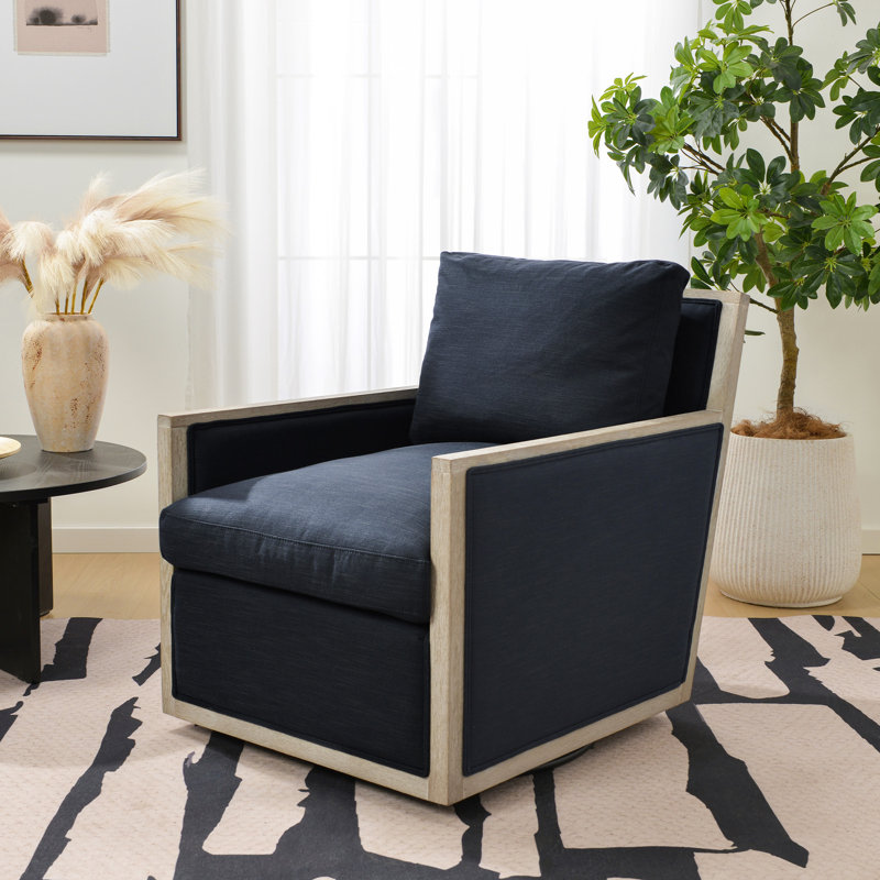 Fauteuil pivotant rembourré 27 po, Lin indigo