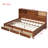 Full Size Wooden Daybed With 3 Storage Drawers, Upper Soft Board, Shelf, And A Set Of Sockets And USB Ports, Walnut-2142410433